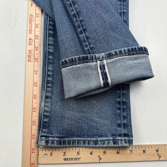 Uniqlo Kaihara Japanese Selvedge Jeans Mens 34x34 Slim Straight Light Wash Blue - Picture 12 of 12